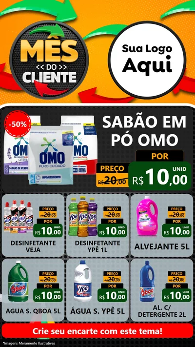 Modelo de Rede Social para Stories com o tema Mês do Cliente para Produtos de Limpeza