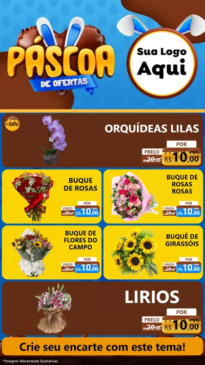 Modelo de TV para TV Vertical com o tema Páscoa de Ofertas para Floricultura e jardim