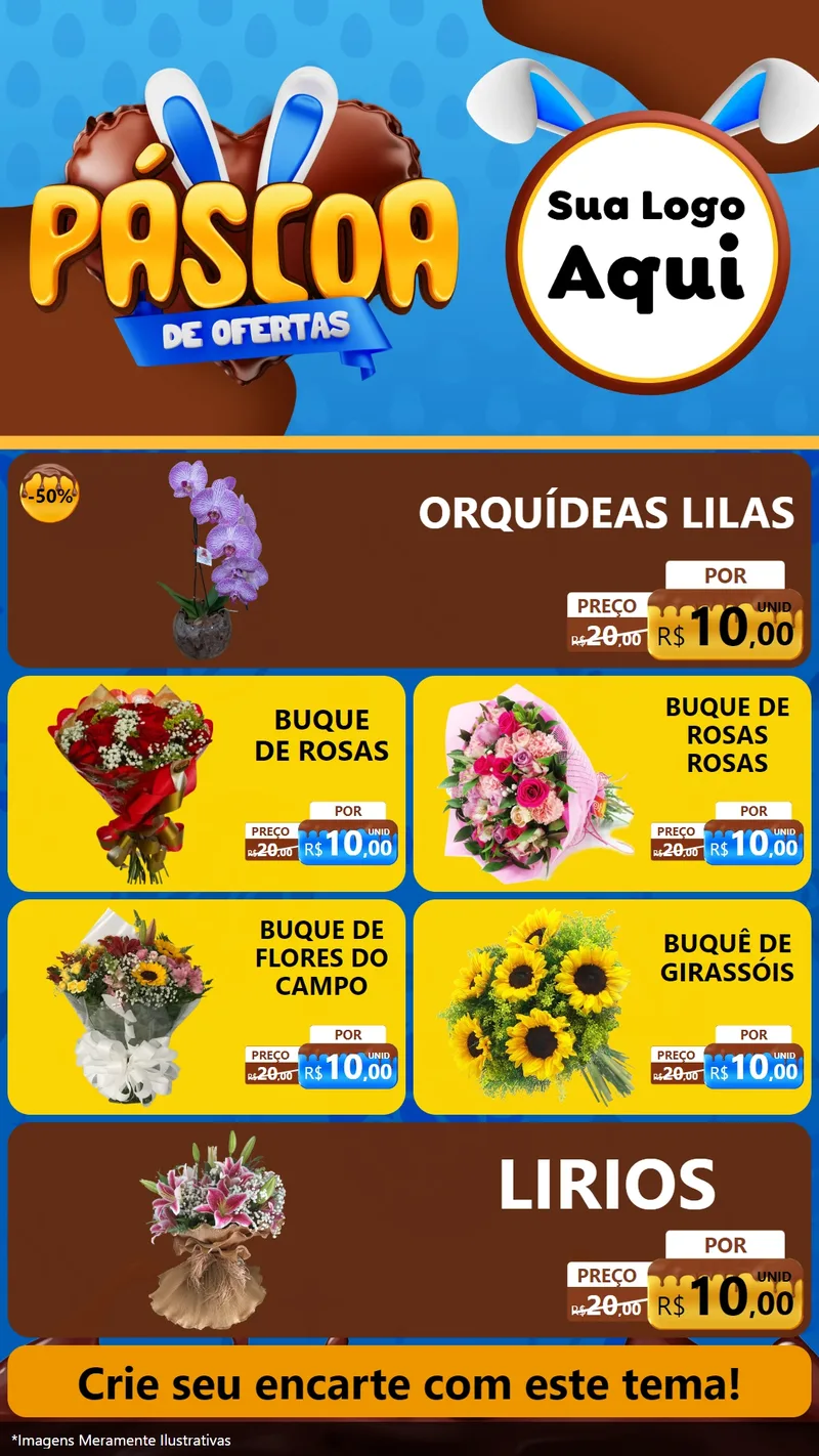 Modelo de TV para TV Vertical com o tema Páscoa de Ofertas para Floricultura e jardim