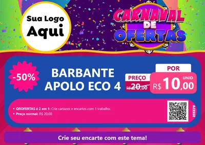 Modelo de Cartaz para Cartaz A4 Horizontal com o tema Carnaval de Ofertas para Armarinho e Aviamentos