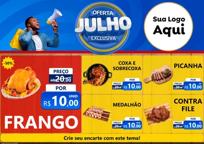 Modelo de Encarte para Encarte A4 Horizontal com o tema Oferta Exclusiva, Julho para Assados
