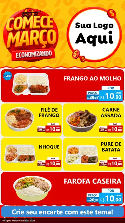 Modelo de TV para TV Vertical com o tema Comece Março Economizando para Restaurante