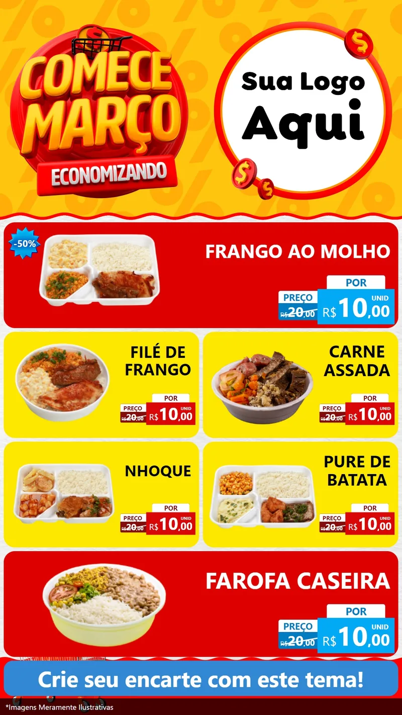 Modelo de TV para TV Vertical com o tema Comece Março Economizando para Restaurante