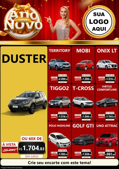 Modelo de Encarte para Encarte A4 Vertical com o tema Super Ano Novo para Concessionaria de Carros