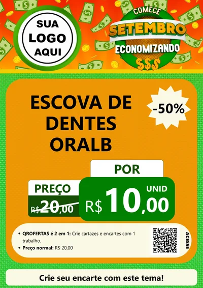 Modelo de Cartaz para Cartaz A4 Vertical com o tema Comece Setembro Economizando para Higiene Pessoal