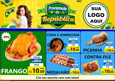 Modelo de Encarte para Encarte A4 Horizontal com o tema Proclamação da República para Assados