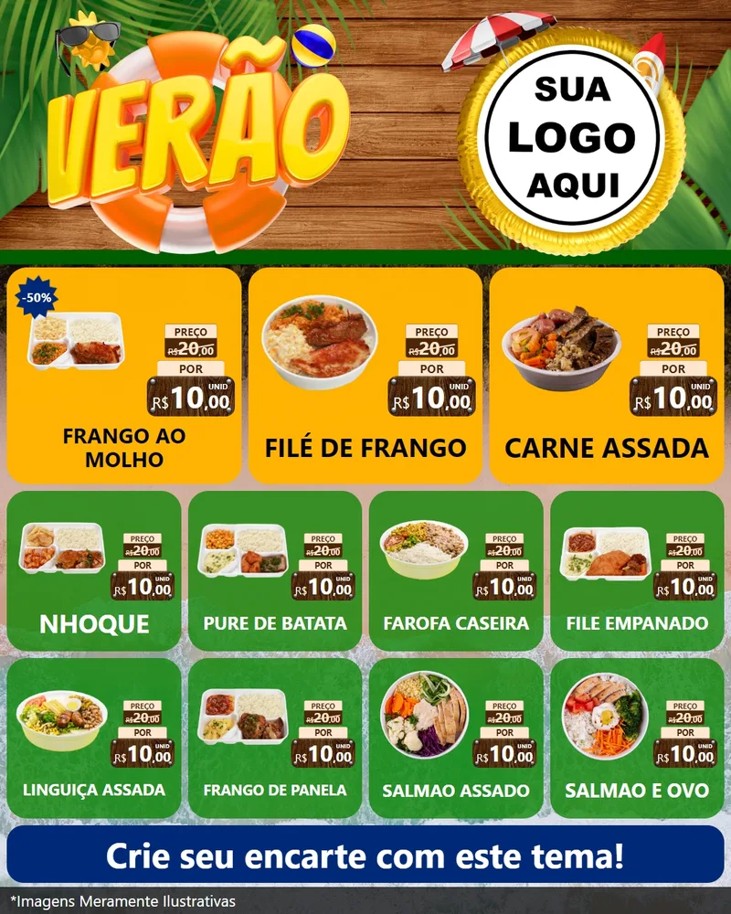 Modelo de Rede Social para Feed Instagram com o tema Verão para Restaurante