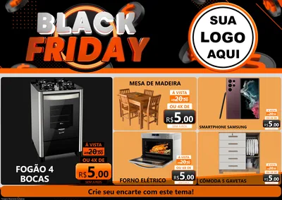 Modelo de Encarte para Encarte A4 Horizontal com o tema Black Friday para Móveis e Eletro