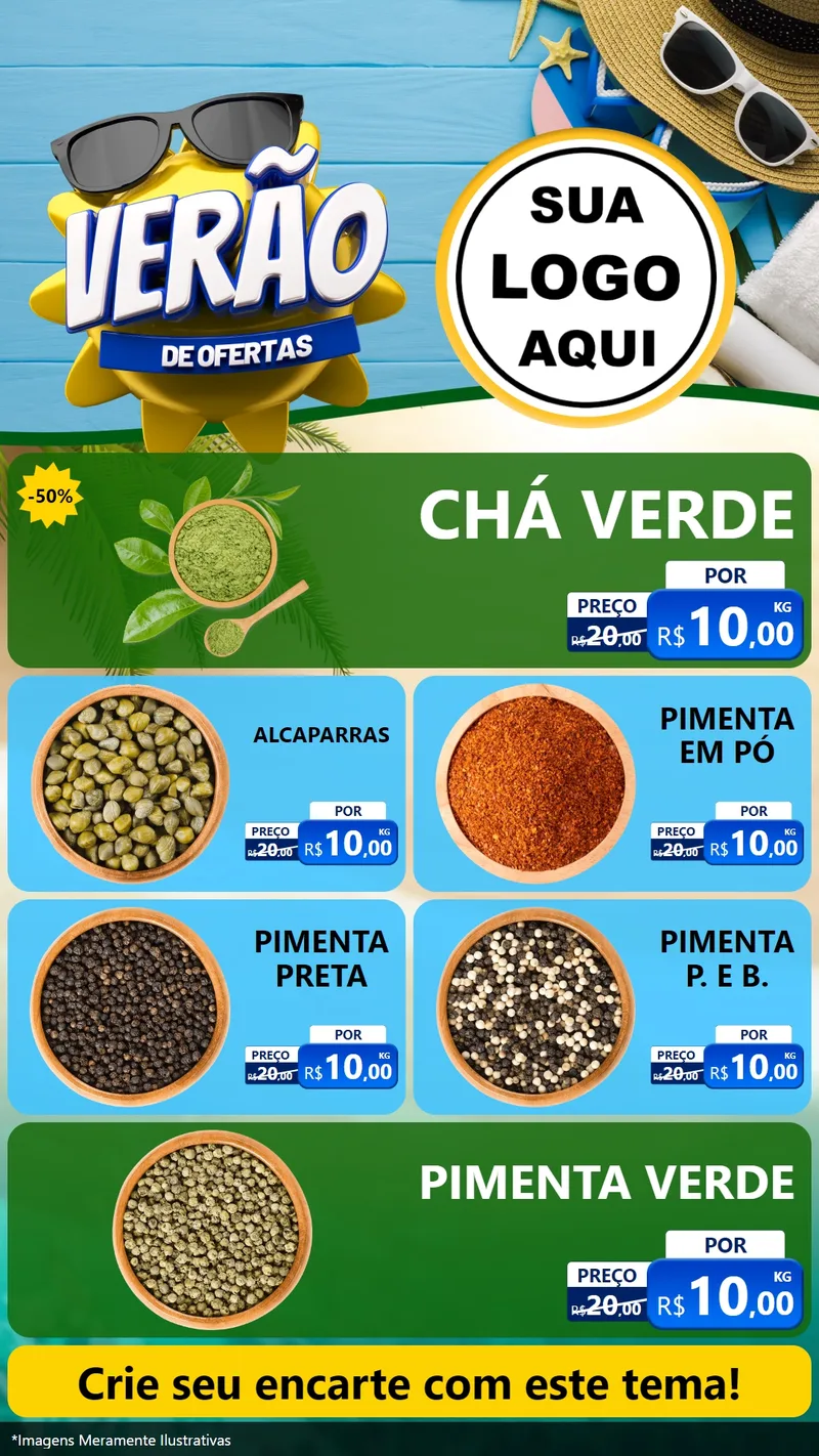 Modelo de TV para TV Vertical com o tema Verão de Ofertas para Produtos Naturais
