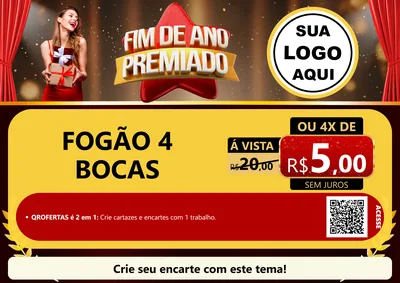 Modelo de Cartaz para Cartaz A4 Horizontal com o tema Fim de Ano Premiado para Móveis e Eletro