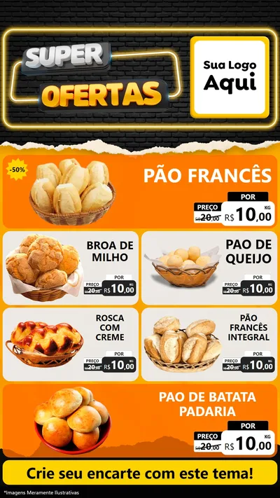 Modelo de TV para TV Vertical com o tema Super Ofertas para Padaria