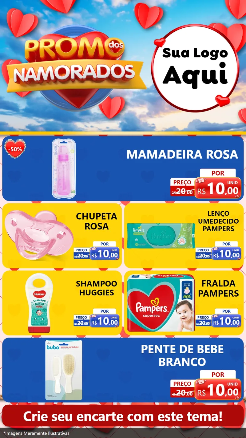 Modelo de TV para TV Vertical com o tema Promo dos Namorados para Bebês