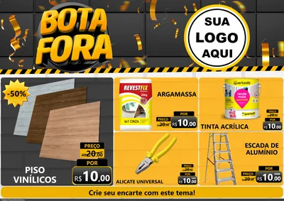 Modelo de Encarte para Encarte A4 Horizontal com o tema Bota Fora para Material para Construção