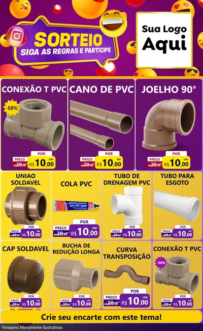 Modelo de Encarte para Encarte Grande com o tema Sorteio para Tubos e conexões