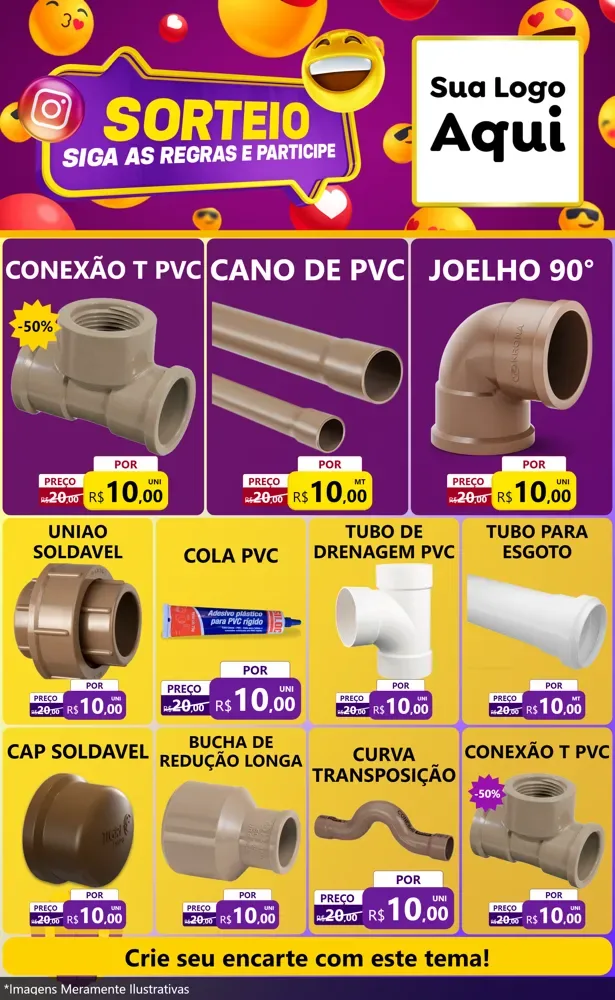 Modelo de Encarte para Encarte Grande com o tema Sorteio para Tubos e conexões