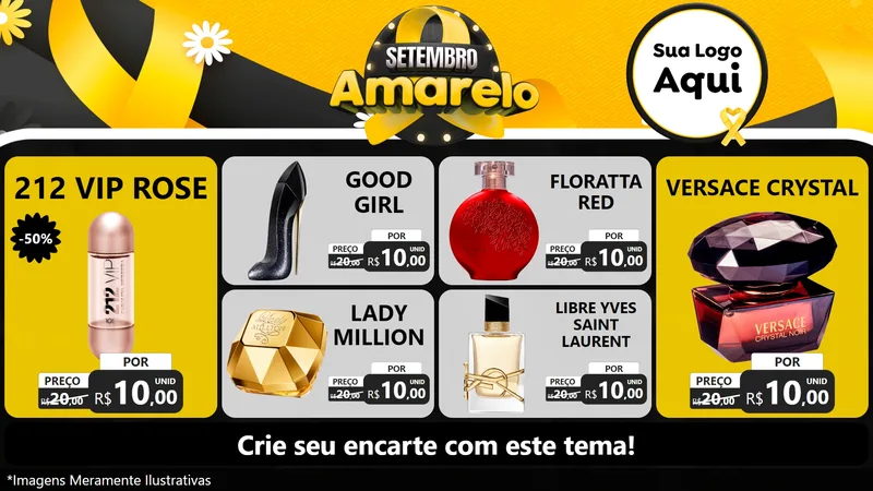 Modelo de TV para TV Horizontal com o tema Setembro Amarelo para Perfumes
