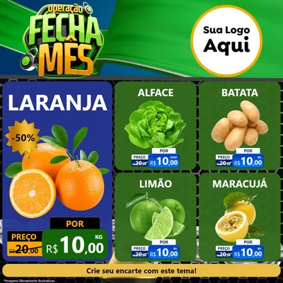 Modelo de Rede Social para Feed Facebook com o tema Operação Fecha Mês para Hortifrúti