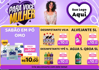 Modelo de Encarte para Encarte A4 Horizontal com o tema Para Você, Mulher para Produtos de Limpeza