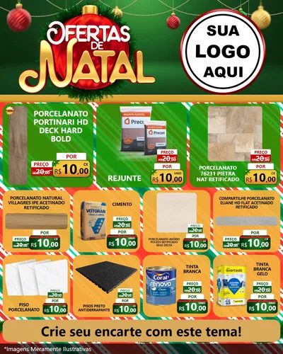 Modelo de Rede Social para Feed Instagram com o tema Ofertas de Natal para Pisos e revestimentos