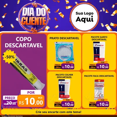 Modelo de Rede Social para Feed Facebook com o tema Dia do Cliente para Embalagens