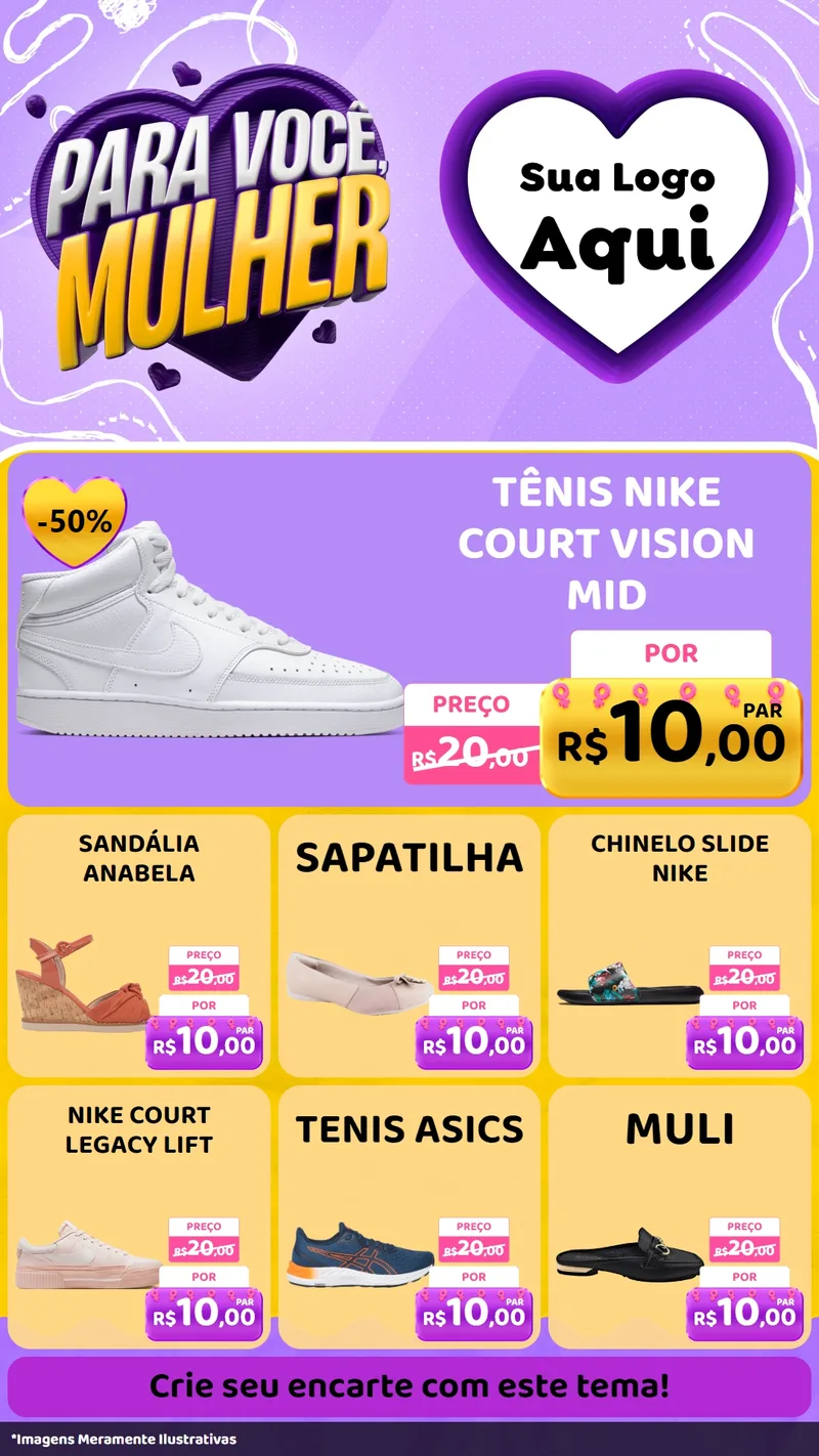 Modelo de Rede Social para Stories com o tema Para Você, Mulher para Calçados