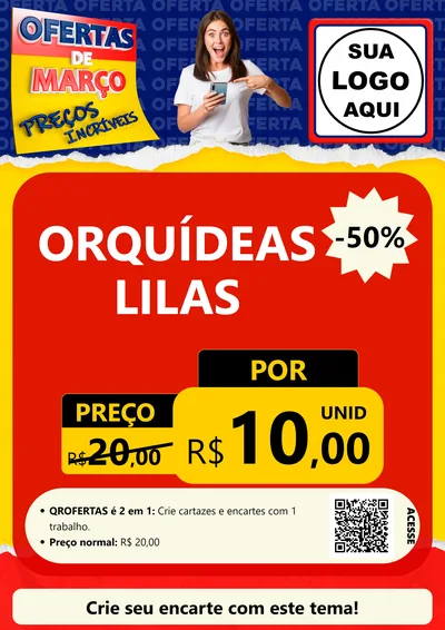 Modelo de Cartaz para Cartaz A4 Vertical com o tema Ofertas de Março - Preços Incríveis para Floricultura e jardim