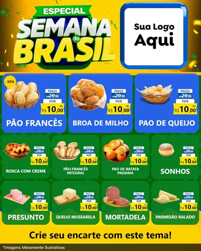 Modelo de Rede Social para Feed Instagram com o tema Especial Semana do Brasil para Padaria