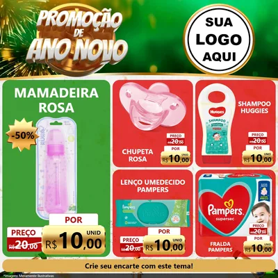 Modelo de Rede Social para Feed Facebook com o tema Promoção de Ano Novo para Bebês