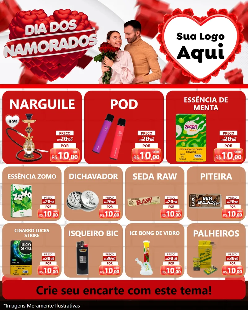 Modelo de Rede Social para Feed Instagram com o tema Dia dos Namorados para Tabacaria