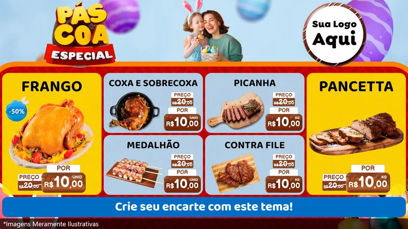 Modelo de TV para TV Horizontal com o tema Páscoa Especial para Assados