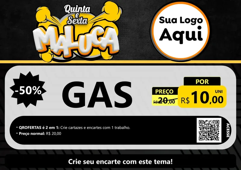 Modelo de Cartaz para Cartaz A4 Horizontal com o tema Quinta e Sexta Maluca para Água e gás