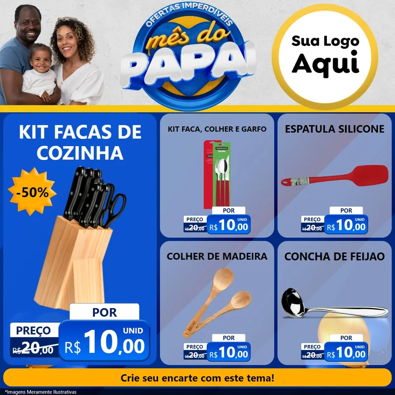 Modelo de Rede Social para Feed Facebook com o tema Ofertas Imperdíveis Mês Do Papai para Utilidades Domésticas