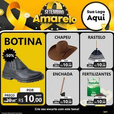 Modelo de Rede Social para Feed Facebook com o tema Setembro Amarelo para Agropecuária