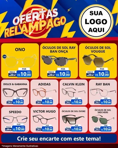 Modelo de Rede Social para Feed Instagram com o tema Ofertas Relâmpago para Óticas