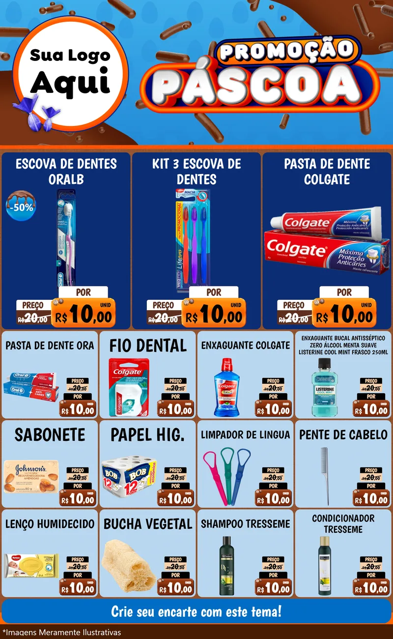 Modelo de Encarte para Encarte Grande com o tema Promoção Páscoa para Higiene Pessoal