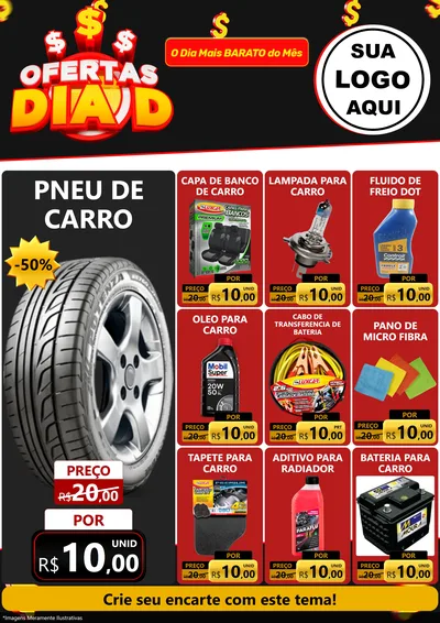 Modelo de Encarte para Encarte A4 Vertical com o tema Ofertas Dia D para Auto peças