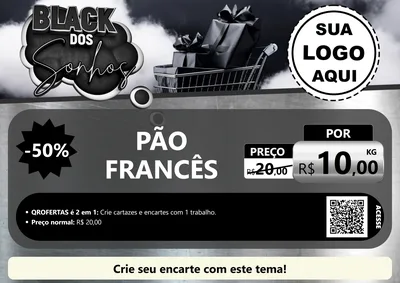 Modelo de Cartaz para Cartaz A4 Horizontal com o tema Black dos Sonhos para Padaria