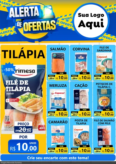 Modelo de Encarte para Encarte A4 Vertical com o tema Alerta de Ofertas para Peixaria