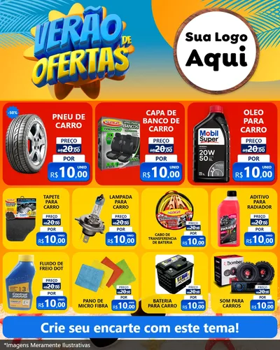 Modelo de Rede Social para Feed Instagram com o tema Verão de Ofertas para Auto peças