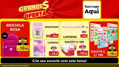 Modelo de TV para TV Horizontal com o tema Grandes Ofertas para Papelaria