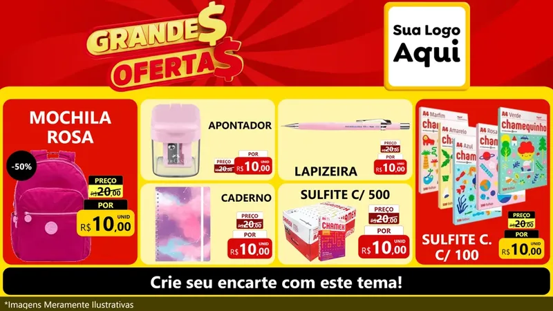 Modelo de TV para TV Horizontal com o tema Grandes Ofertas para Papelaria