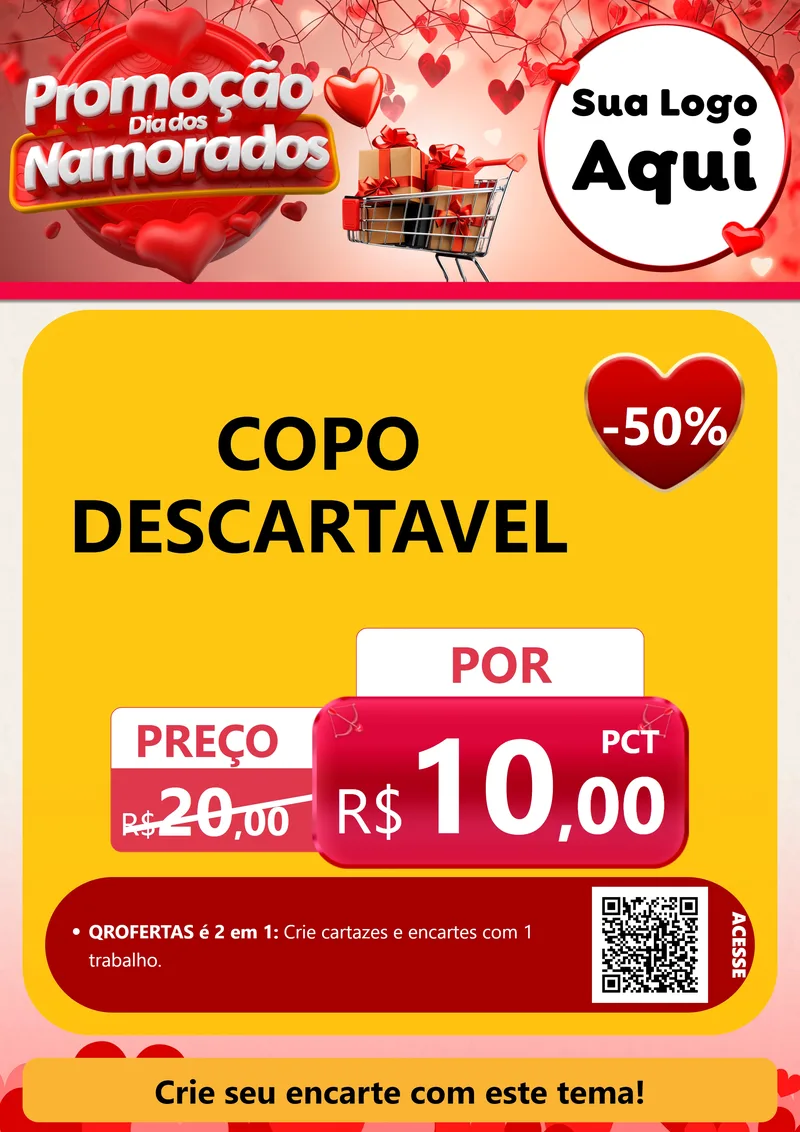 Modelo de Cartaz para Cartaz A4 Vertical com o tema Promoção Dia dos Namorados para Embalagens