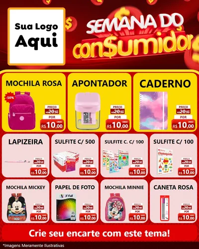 Modelo de Rede Social para Feed Instagram com o tema Semana do Consumidor para Papelaria