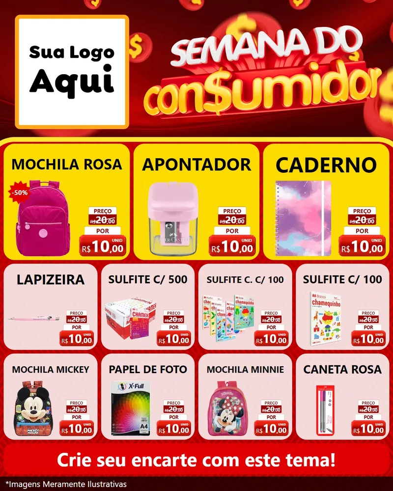 Modelo de Rede Social para Feed Instagram com o tema Semana do Consumidor para Papelaria