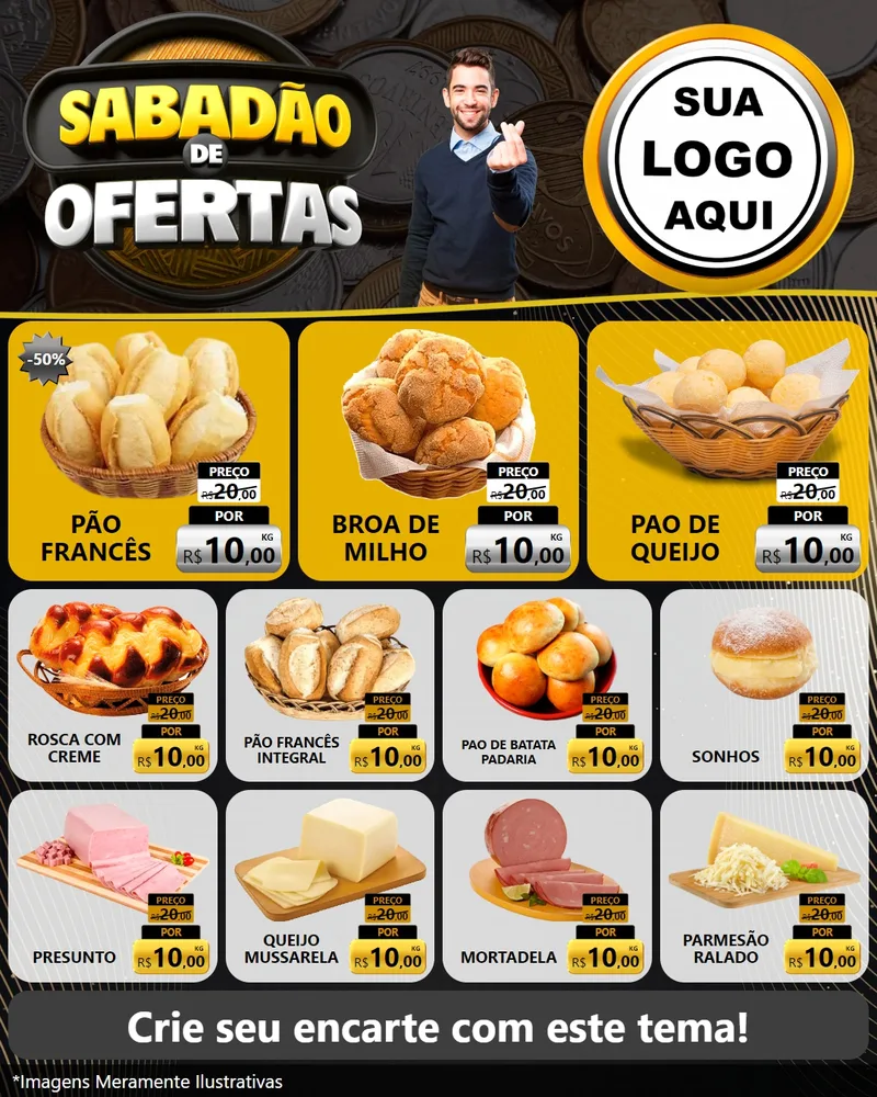 Modelo de Rede Social para Feed Instagram com o tema Sabadão de Ofertas para Padaria