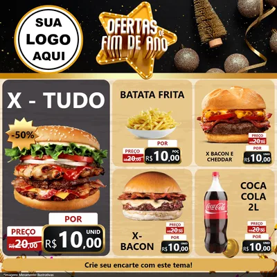 Modelo de Rede Social para Feed Facebook com o tema Ofertas de Fim de Ano para Hamburgueria