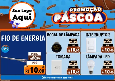 Modelo de Encarte para Encarte A4 Horizontal com o tema Promoção Páscoa para Materiais Elétricos