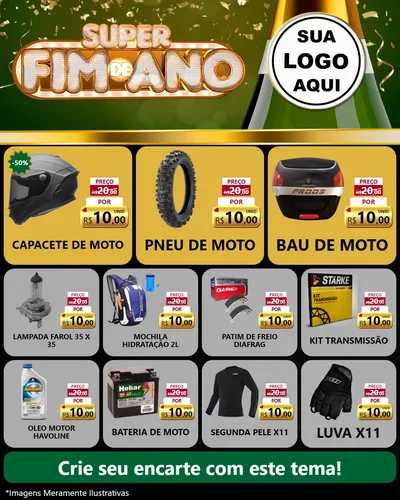 Modelo de Rede Social para Feed Instagram com o tema Super Fim de Ano para Moto peças