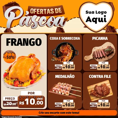 Modelo de Rede Social para Feed Facebook com o tema Ofertas de Páscoa para Assados