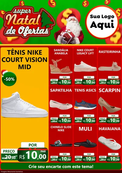 Modelo de Encarte para Encarte A4 Vertical com o tema Super Natal de Ofertas para Calçados